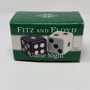 NIB Fitz and Floyd Game Night Dice Die Salt & Pepper Shaker Set